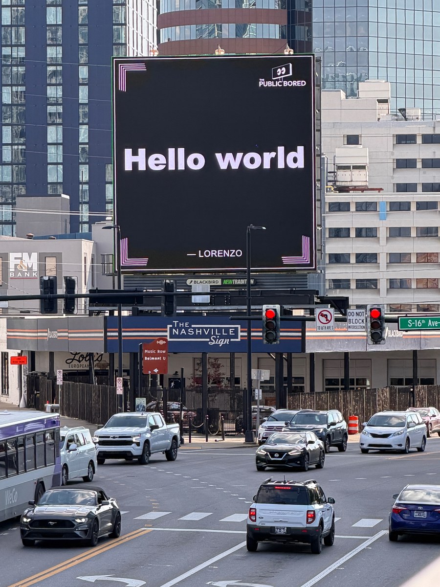Nashville billboard airing: Hello world