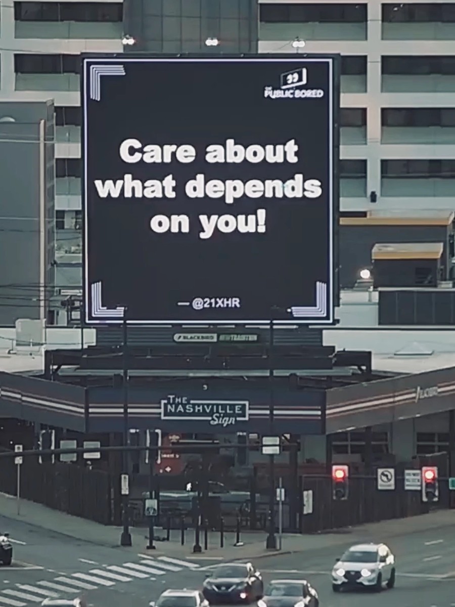 Nashville billboard airing: Care about what depends on you!
