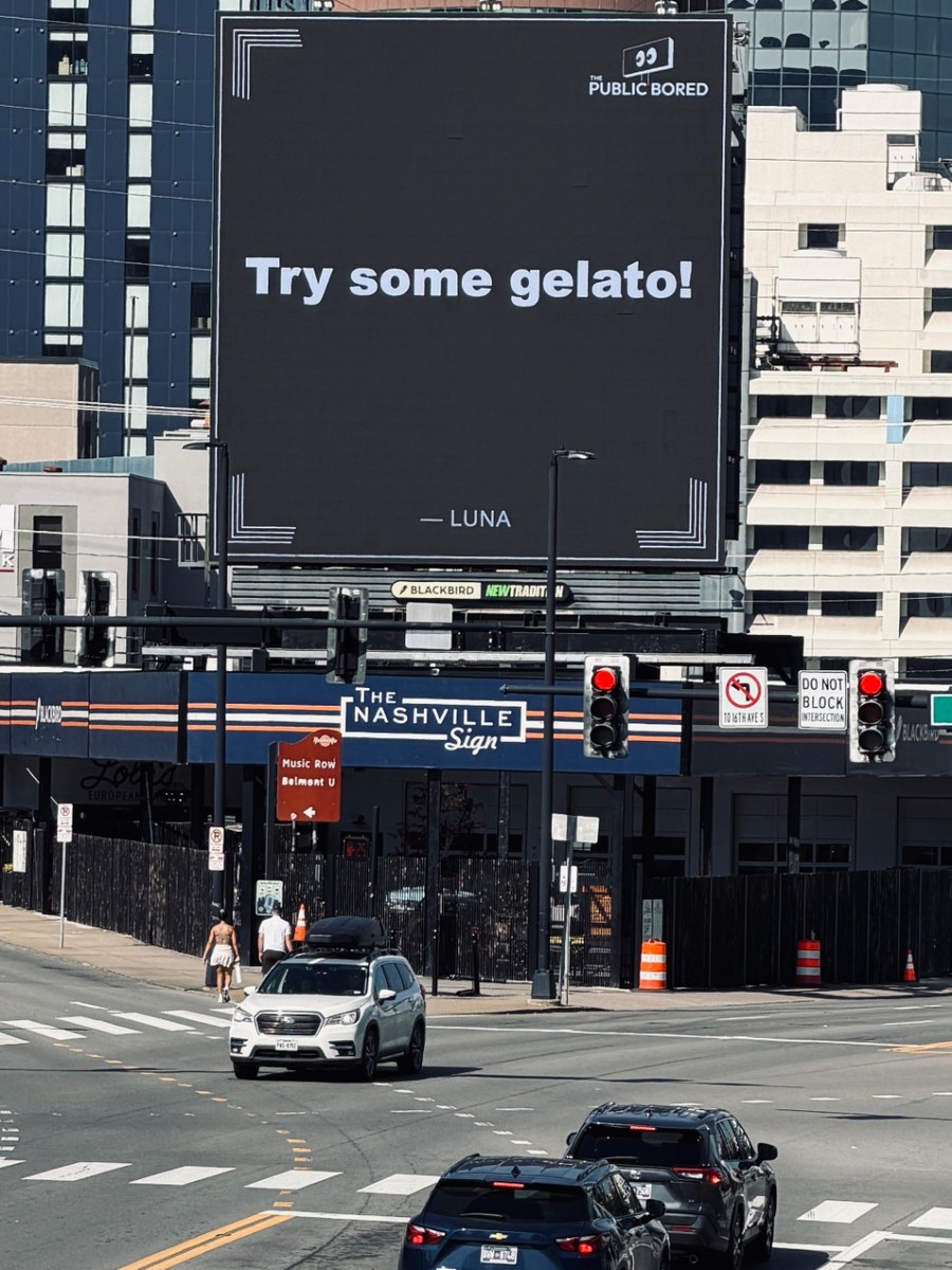 Nashville billboard airing: Try some gelato!