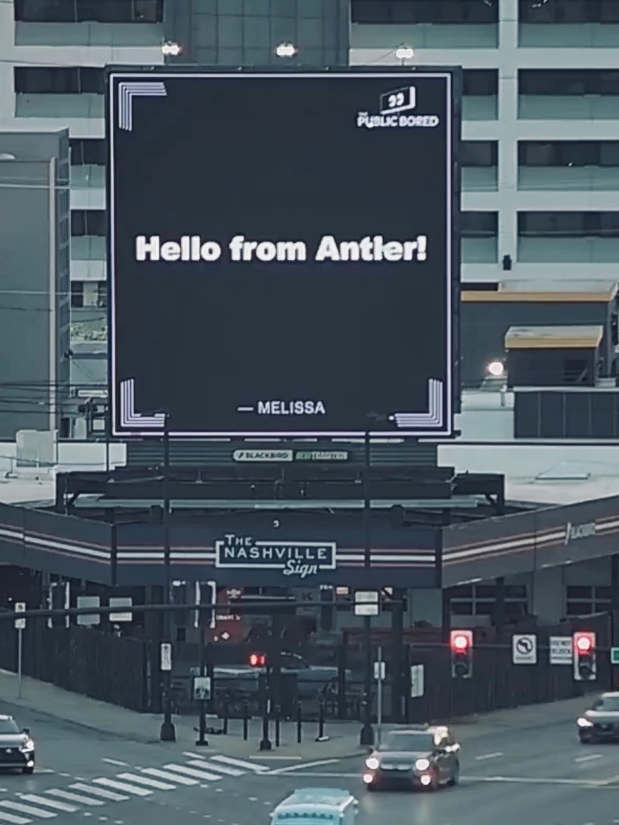 Nashville billboard airing: Hello from Antler!