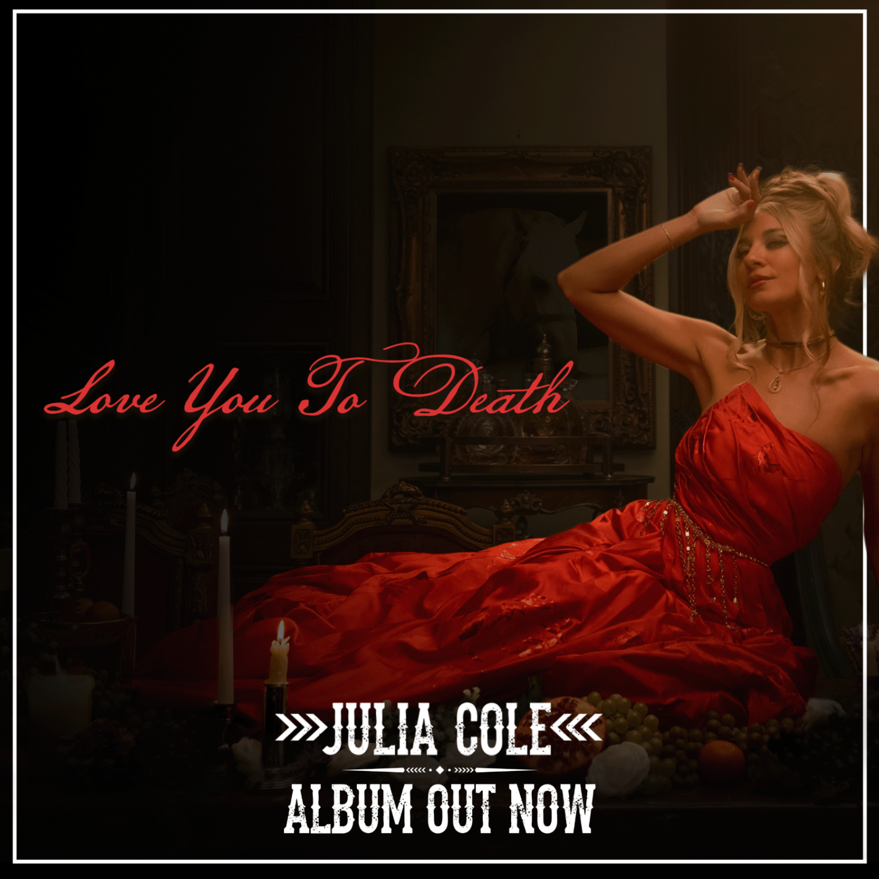 Julia Cole's Love You To Death album artwork on the Nashville digital billboard